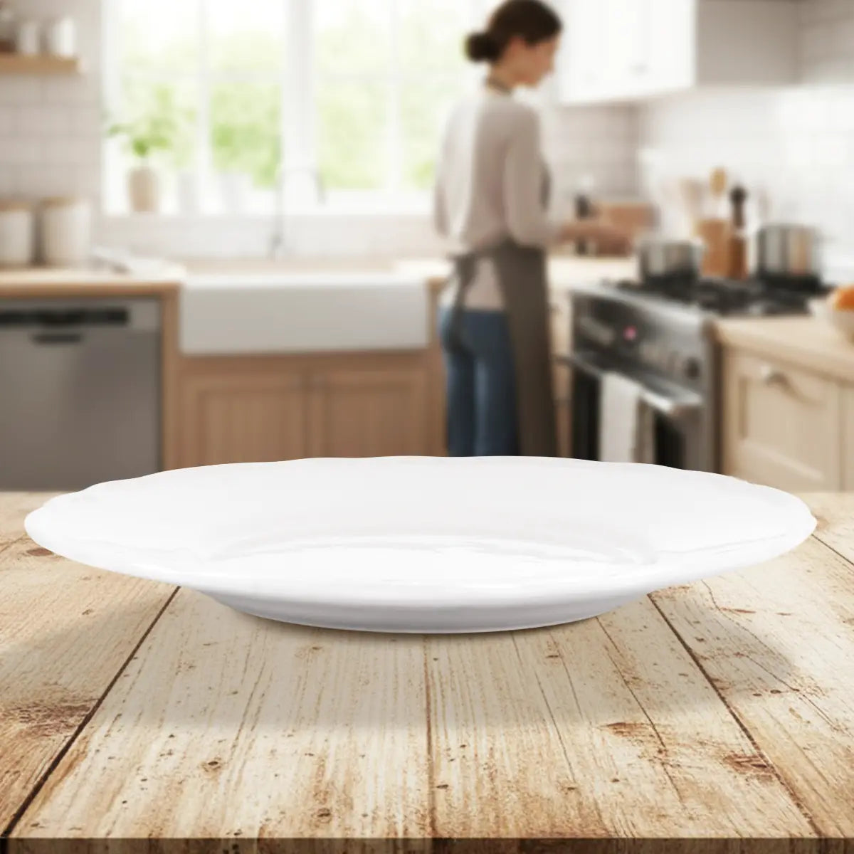 Plato, Cerámica, Diseño Floritura, Color Blanco