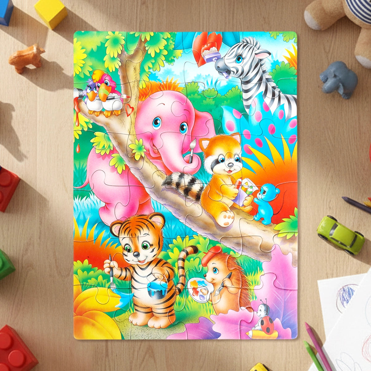 Rompecabezas, Animales Artistas, 24 pzas