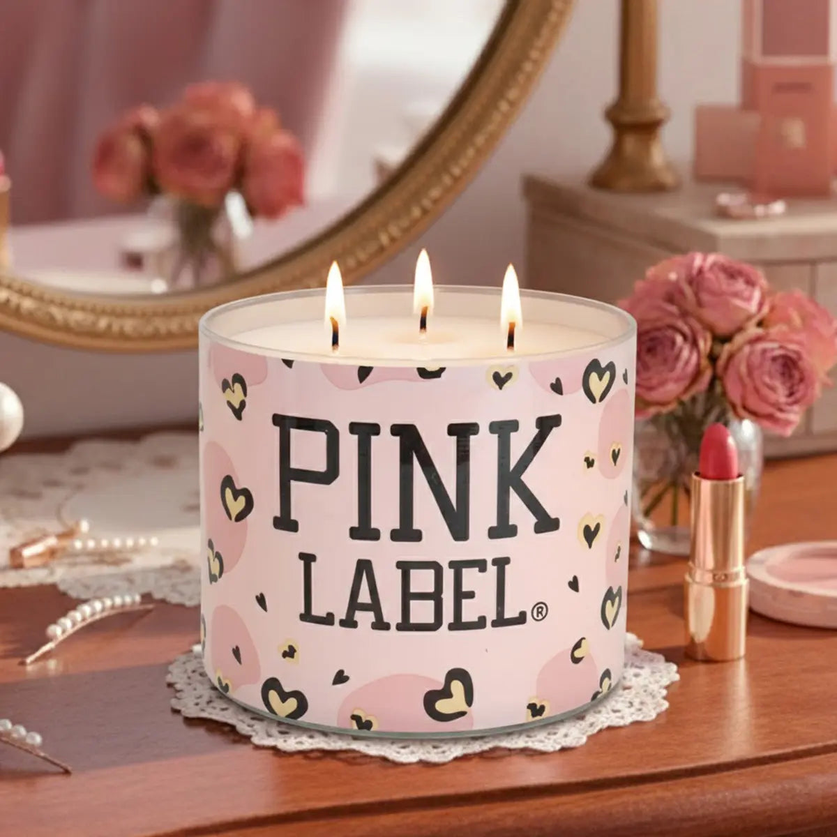 Vela 3 Pabilos, Aroma Cherry, Pink Label