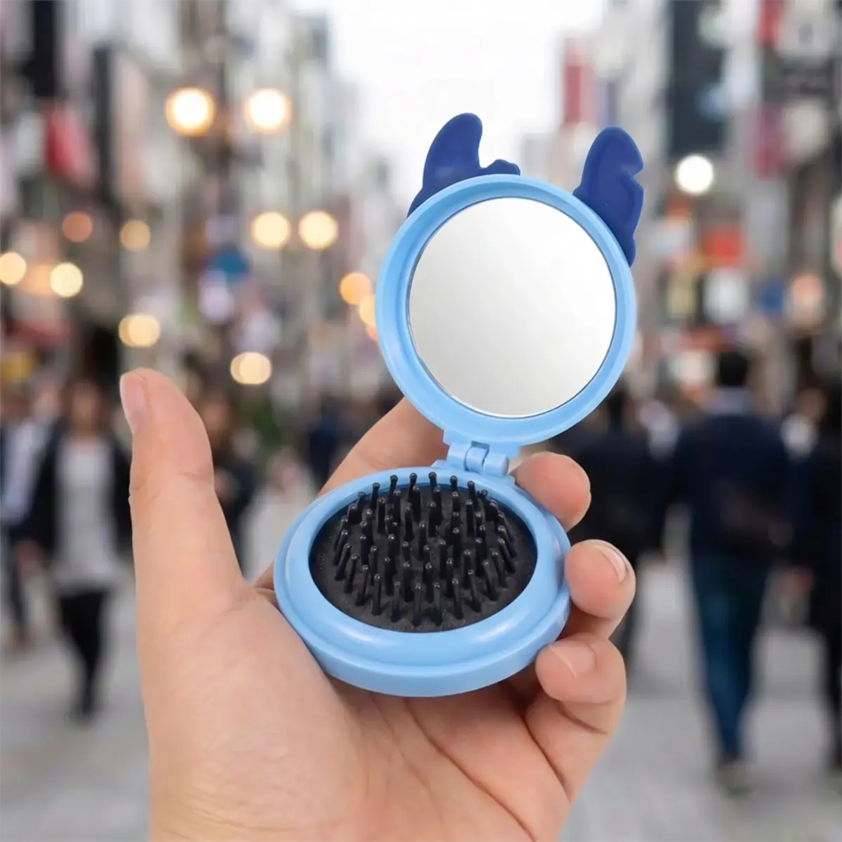 Cepillo de Pelo Plegable con Espejo, Stitch