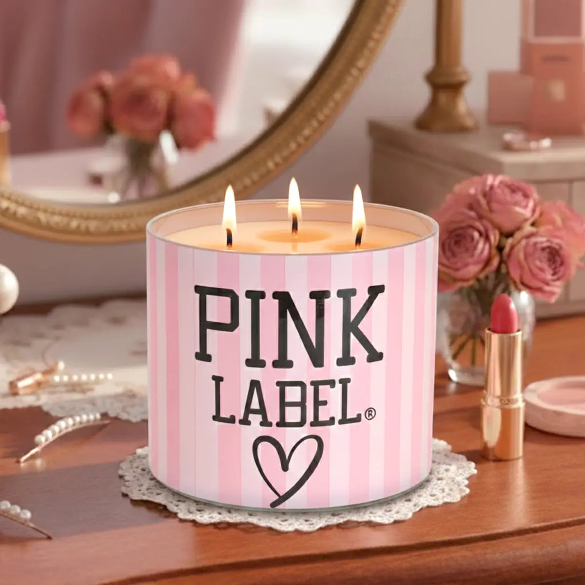 Vela 3 Pabilos, Aroma Vainilla, Pink Label