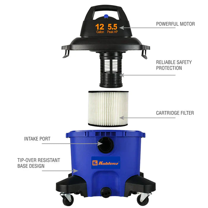 ASPIRADORA MULTIUSOS KOBLENZ MOD. WD-12 L4 12 GALONES**