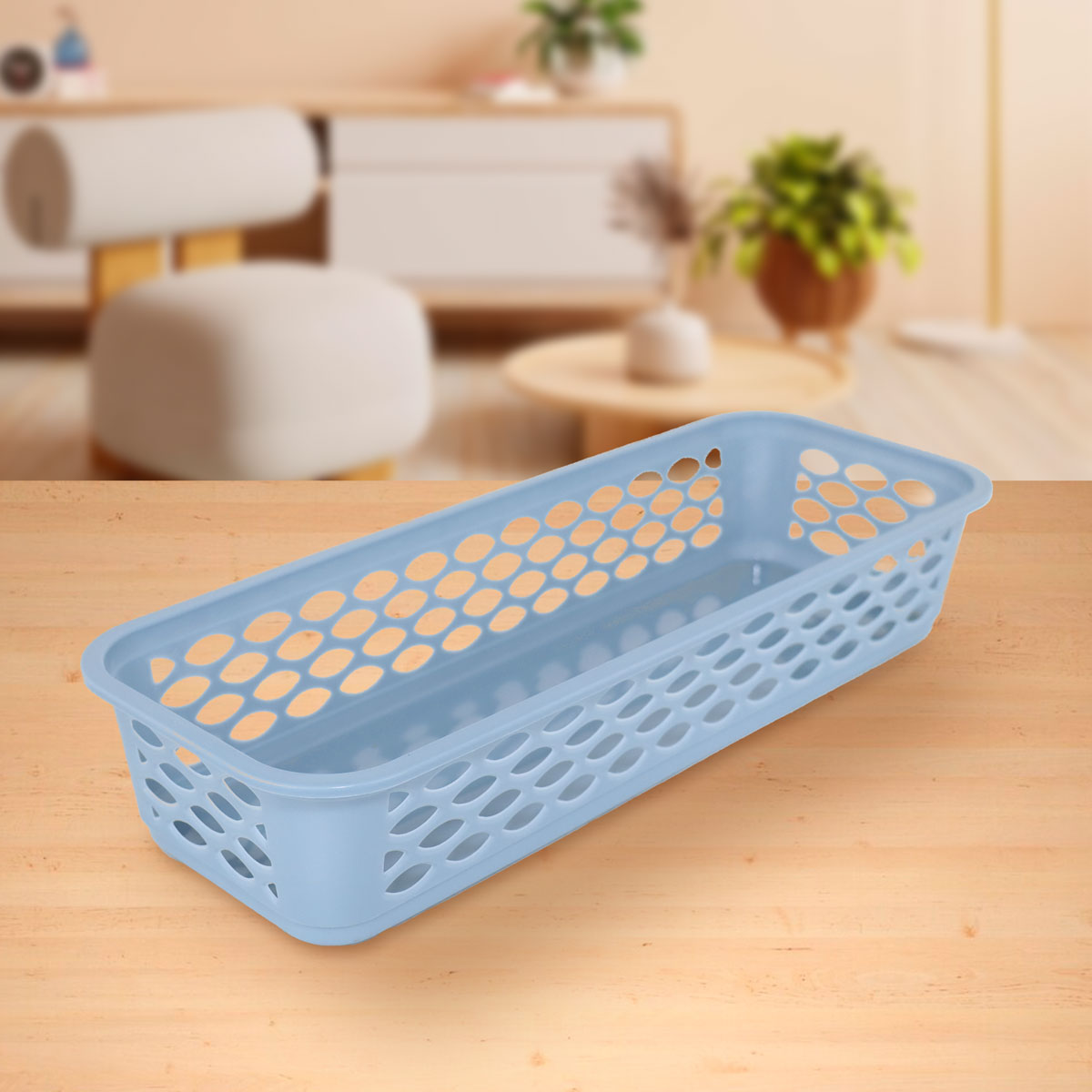 Bandeja Organizadora Rectangular de Plástico, Color Azul