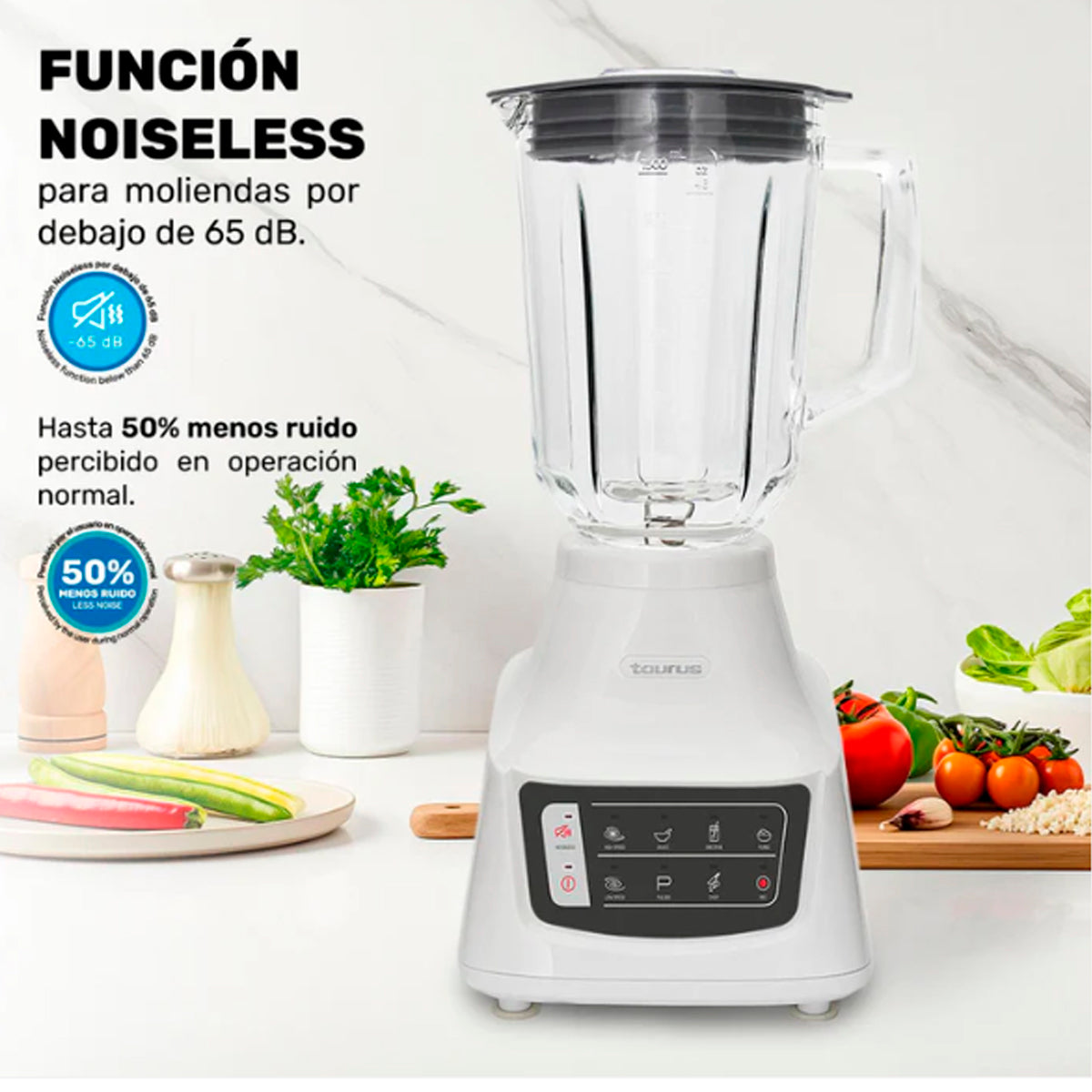 LICUADORA TAURUS MOD. POTENZA COMFORT VASO DE VIDRIO BLANCO **