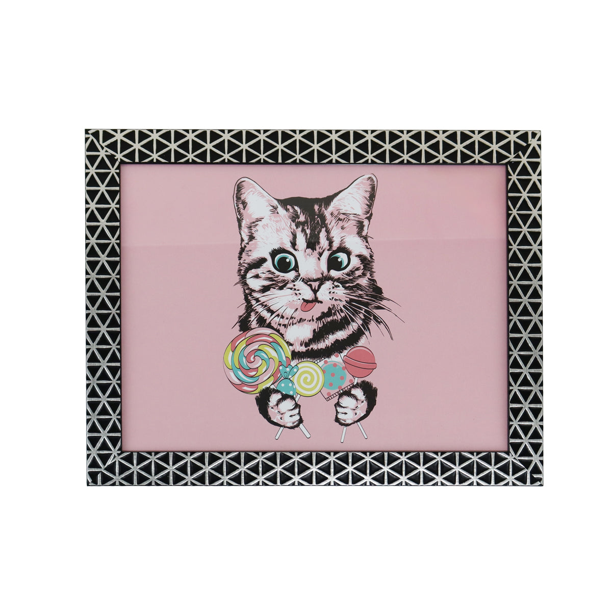 Portadocumento con Marco Diseño Triángulos, Color Negro