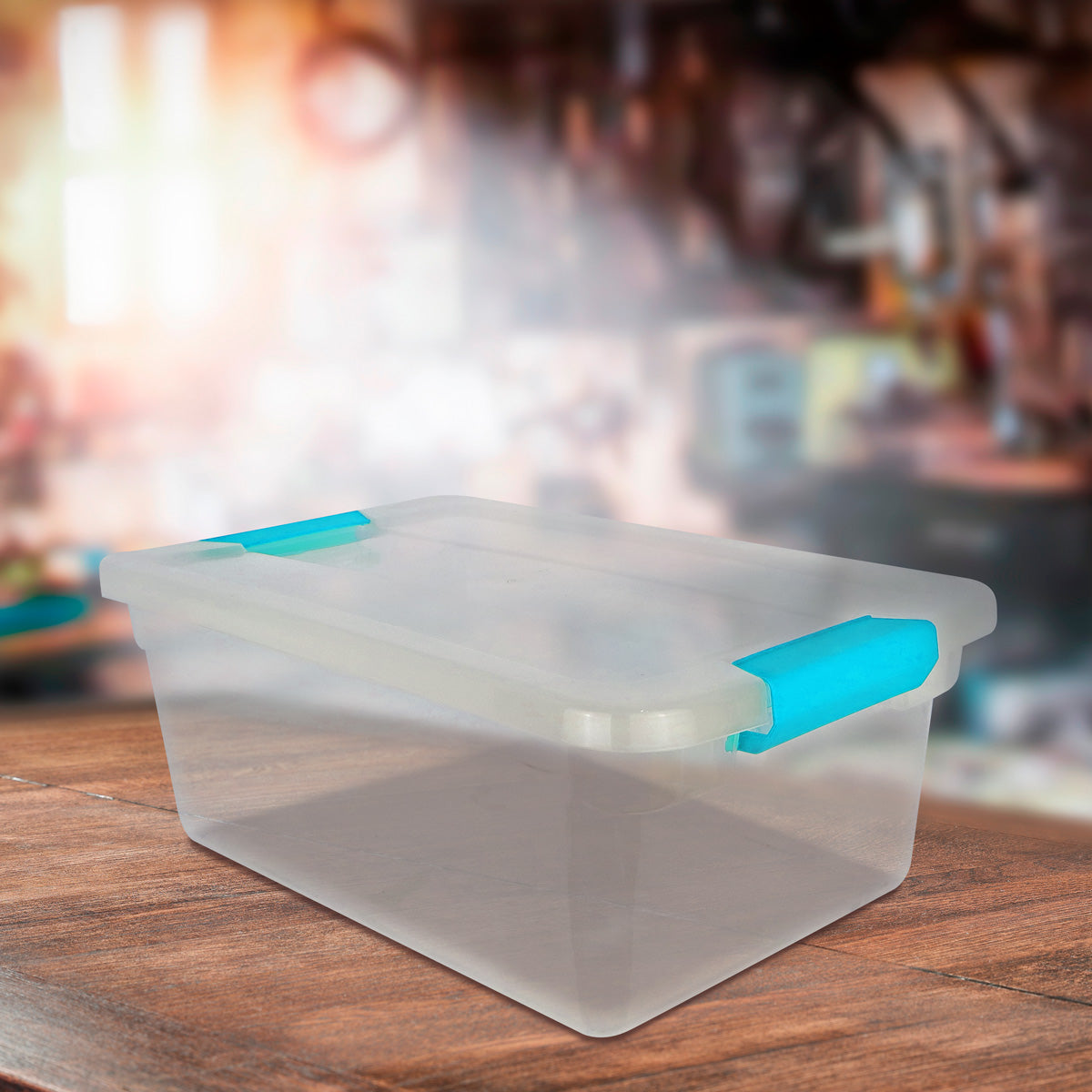 Caja de Plástico Rectangular 14L, color Aqua
