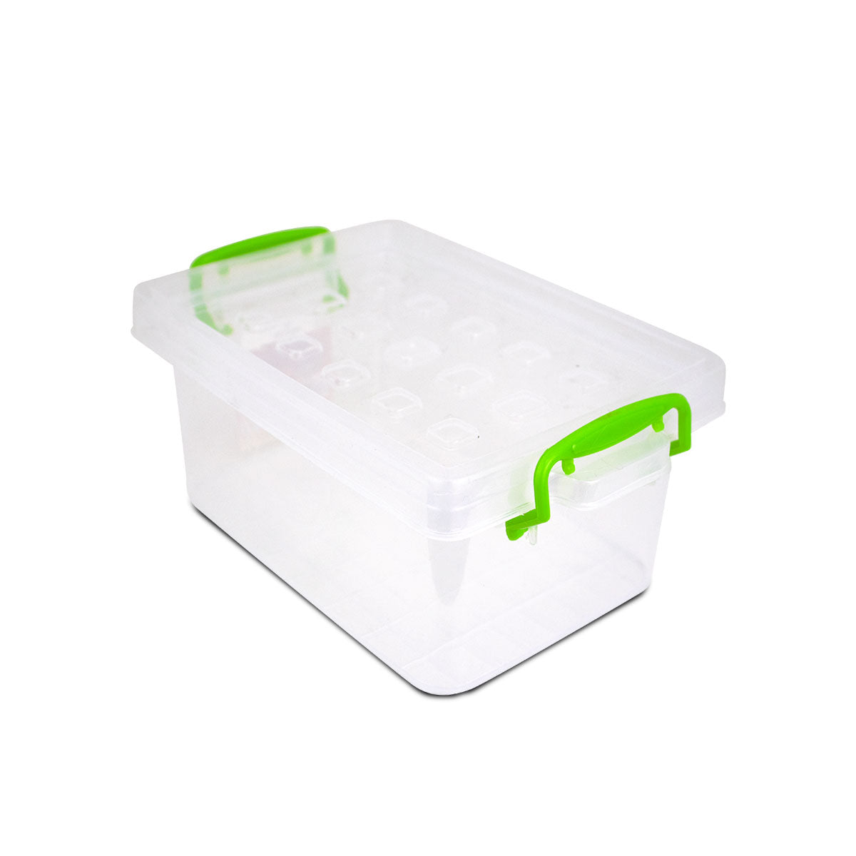 Caja de Plástico 1.8 L Color Transparente con agarre Verde