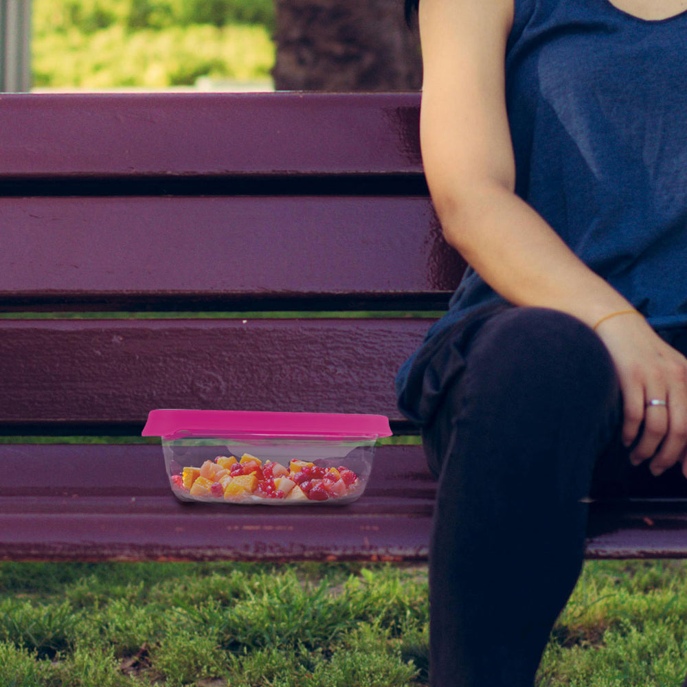 Recipiente de Plástico con Tapa color Rosa, 2 L