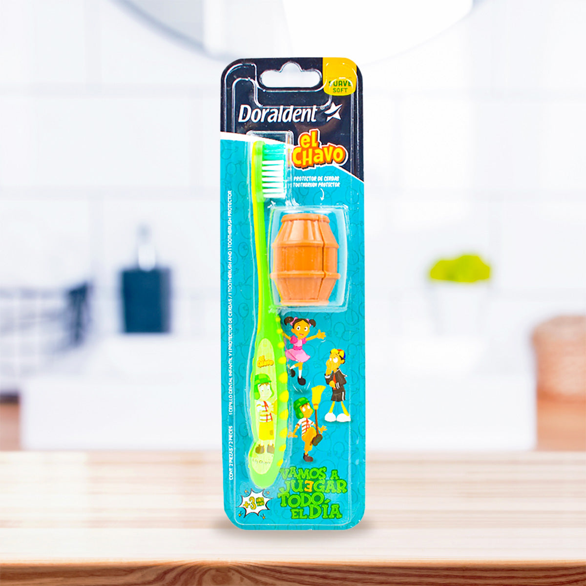Cepillo Dental color Verde para Niños + Estuche, El Chavo del 8