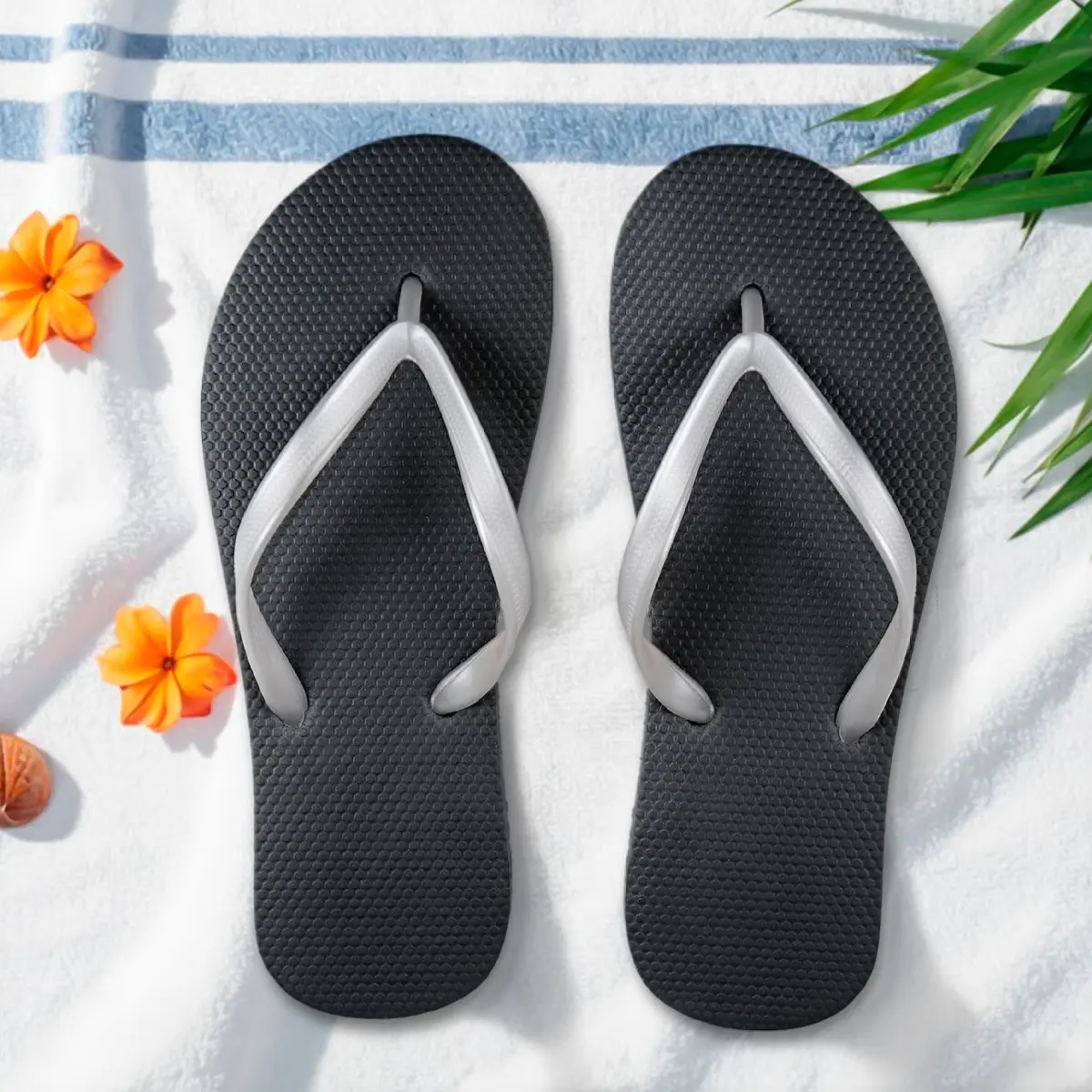 Sandalias, para Dama, Color Negro y Plata