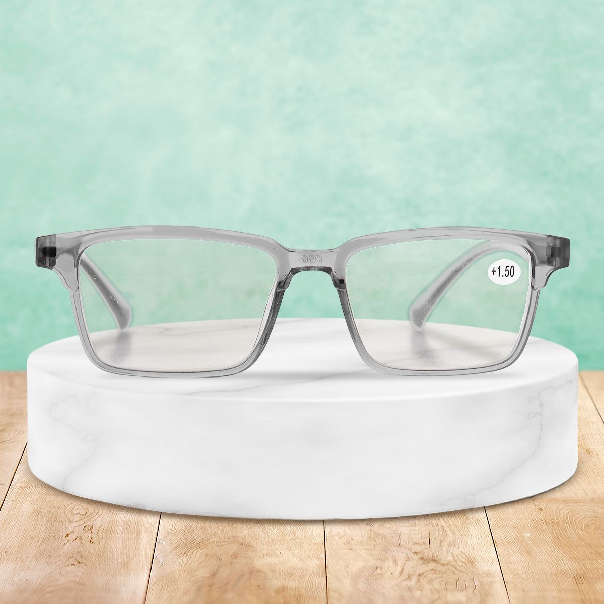 Lente con Armazón Cuadrado color Gris Oxford para Lectura, Dioptría 1.50