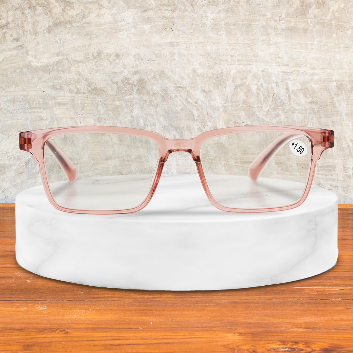 Lente con Armazón Cuadrado color Rosa para Lectura, Dioptría 1.50