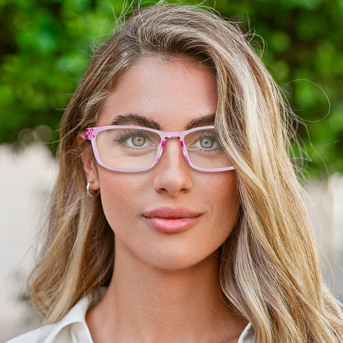 Lentes de Lectura Rectángulo, Rosa Transparente, +1.50