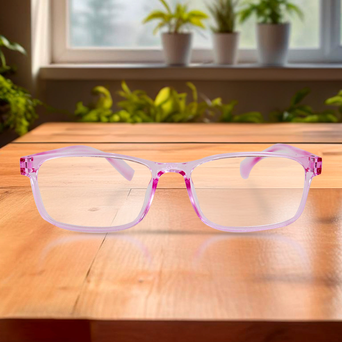 Lentes de Lectura Rectángulo, Rosa Transparente, +1.50