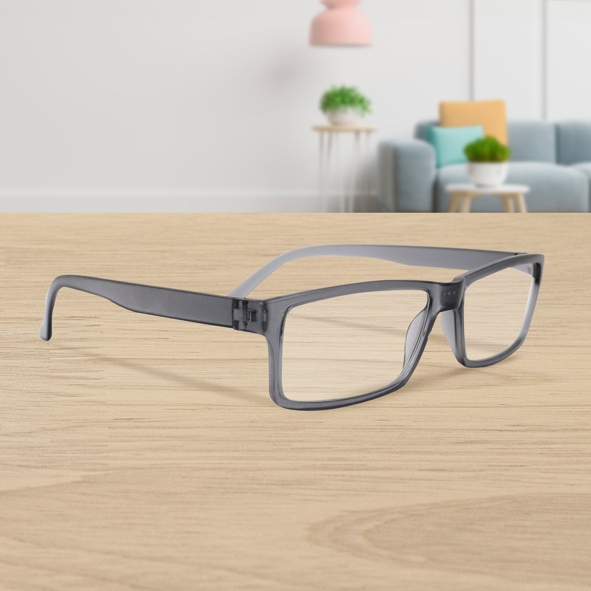 Lentes con Armazón Rectangular color Gris Oxford, Dioptría 3.00