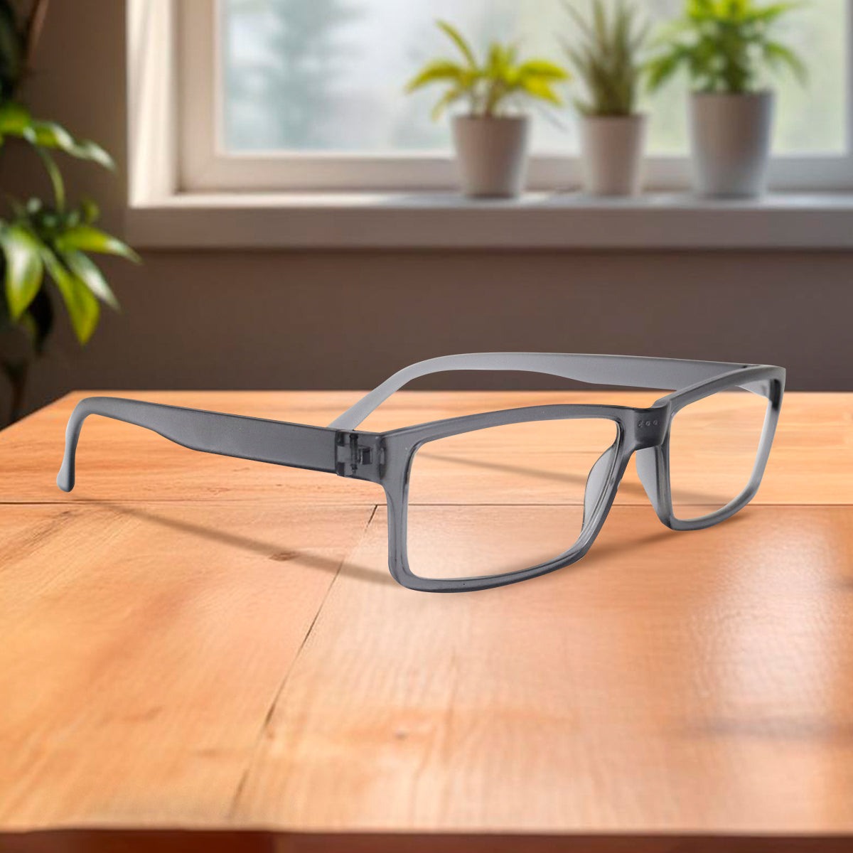 Lentes con Armazón Rectangular color Gris Oxford, Dioptría 3.00