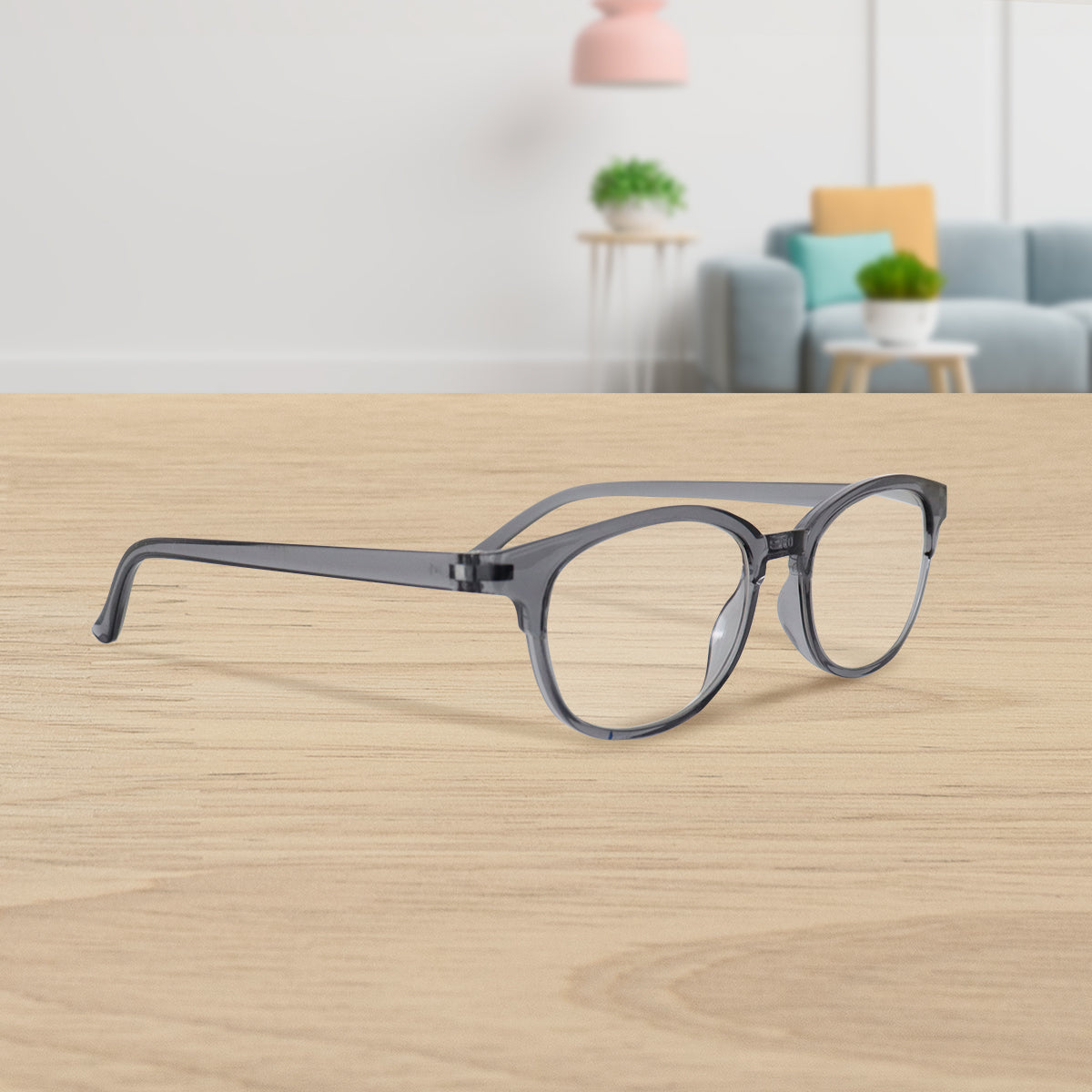 Lentes con Armazón Ovalado color Gris Oxford, Dioptría 3.00