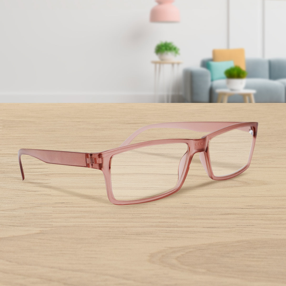 Lentes con Armazón Rectangular color Rosa Palo, Dioptría 3.00