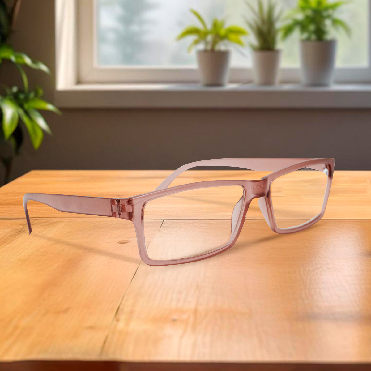 Lentes con Armazón Rectangular color Rosa Palo, Dioptría 3.00