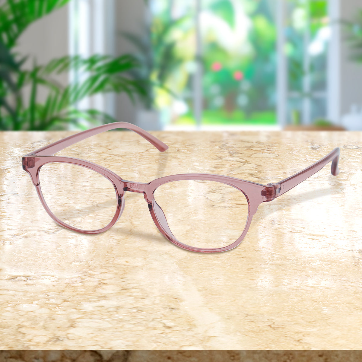 Lentes con Armazón Redondo color Rubí, Dioptría 2.00