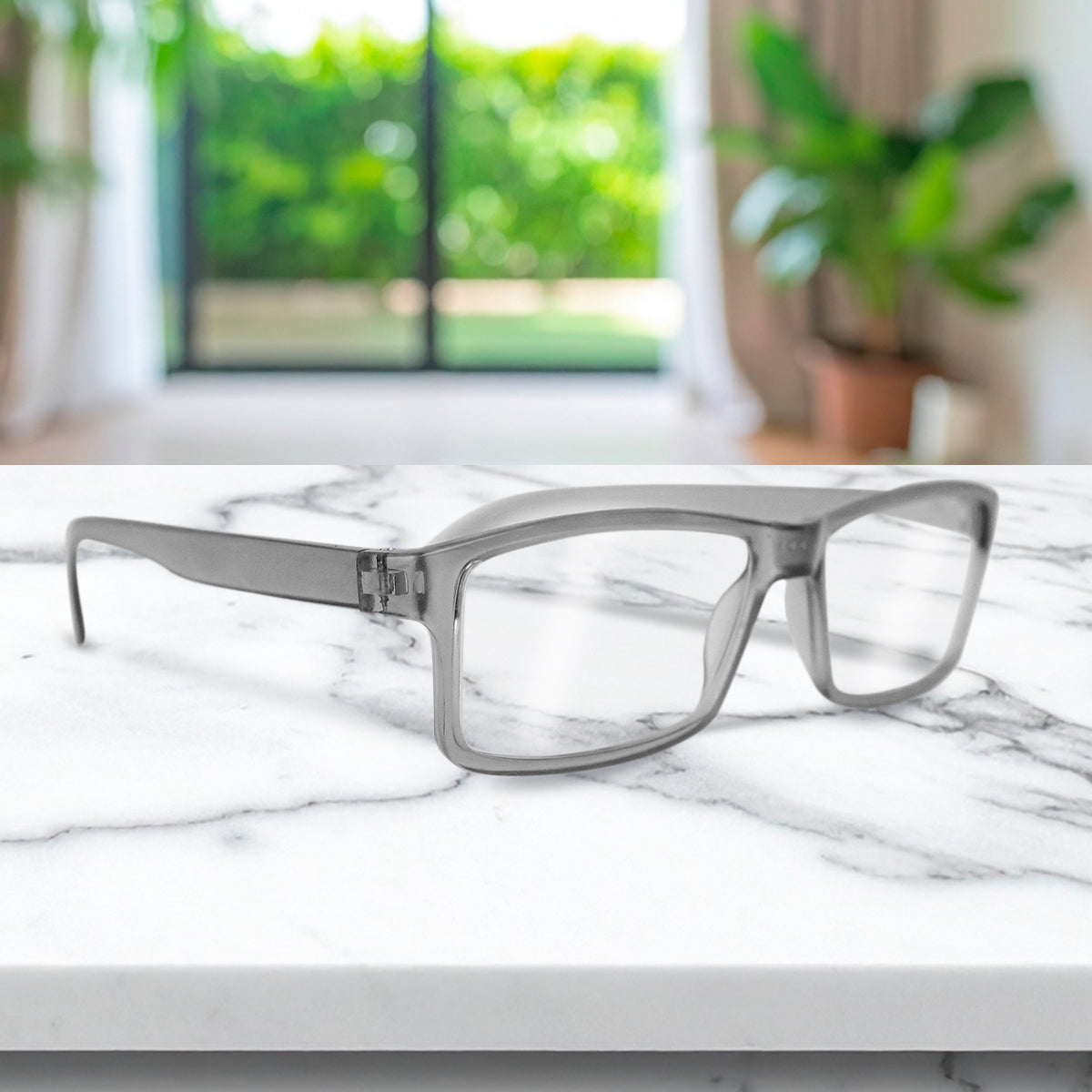 Lentes de Lectura Rectangulares, Armazón Color Negro Transparente, +2.50