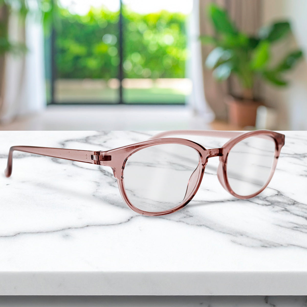 Lentes de Lectura Ovalados, Armazón Color Café Transparente, +2.50