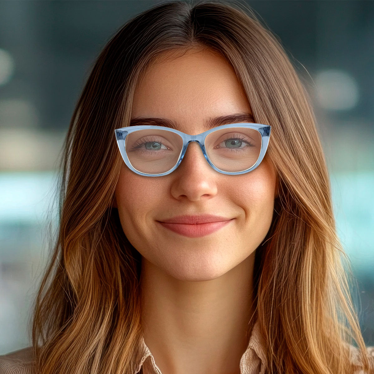 Lentes con Armazón Ovalado color Azul, Dioptría 3.00