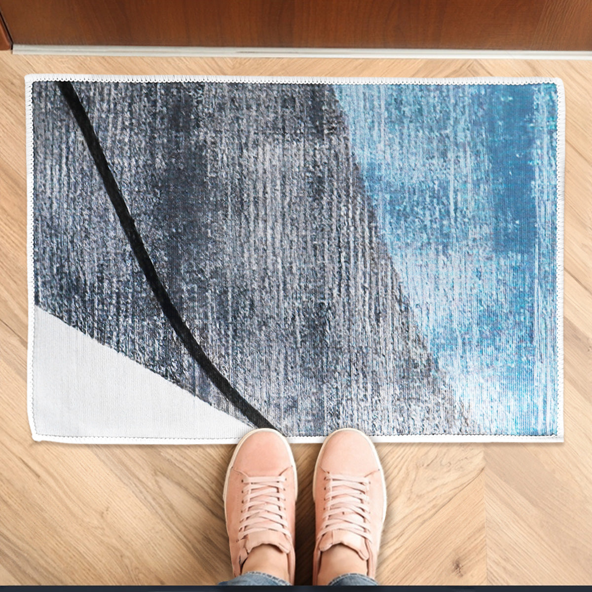 Tapete Decorado, Color Gris con Azul, 40x60 cm