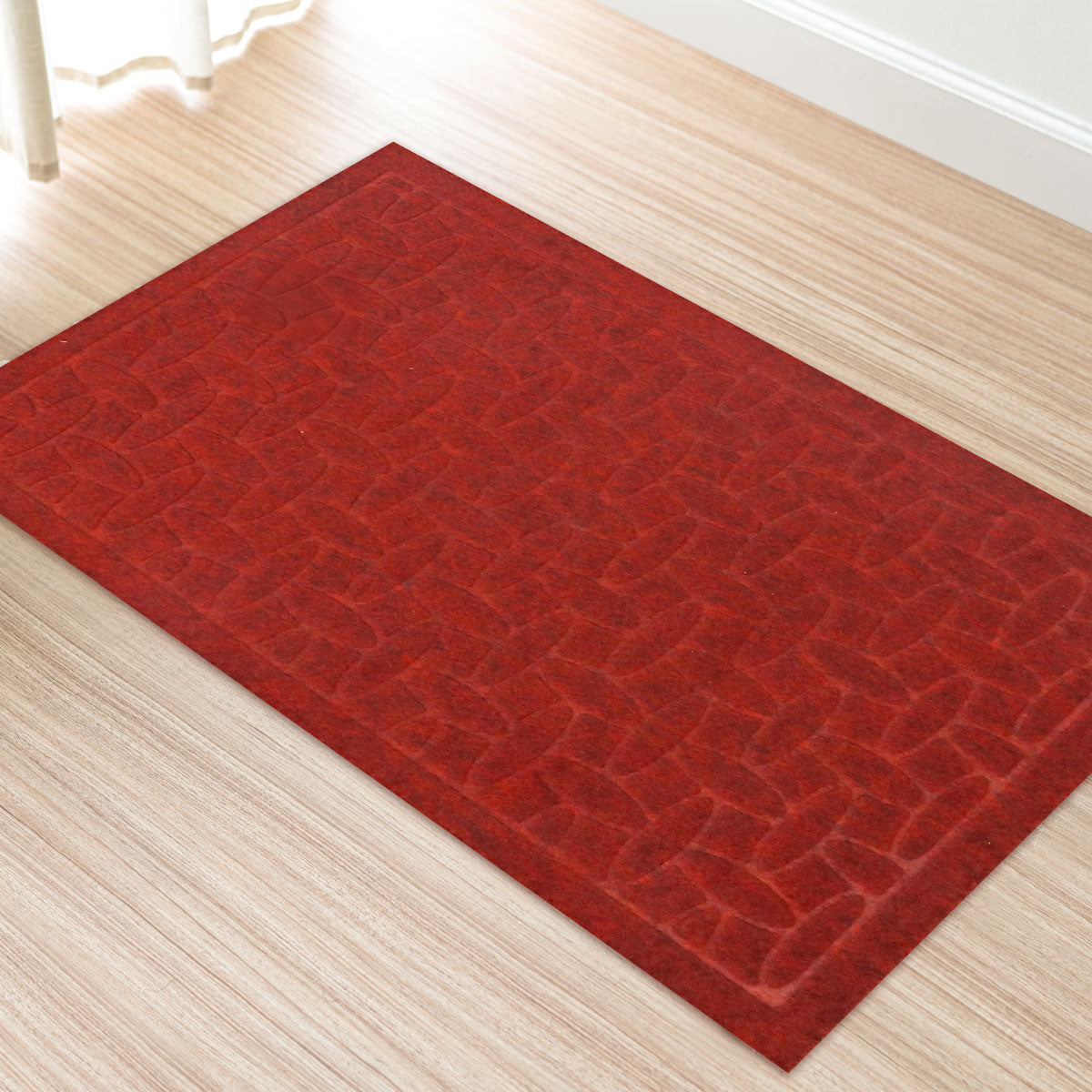 Tapete Rectangular color Ladrillo con Diseño de Piedras