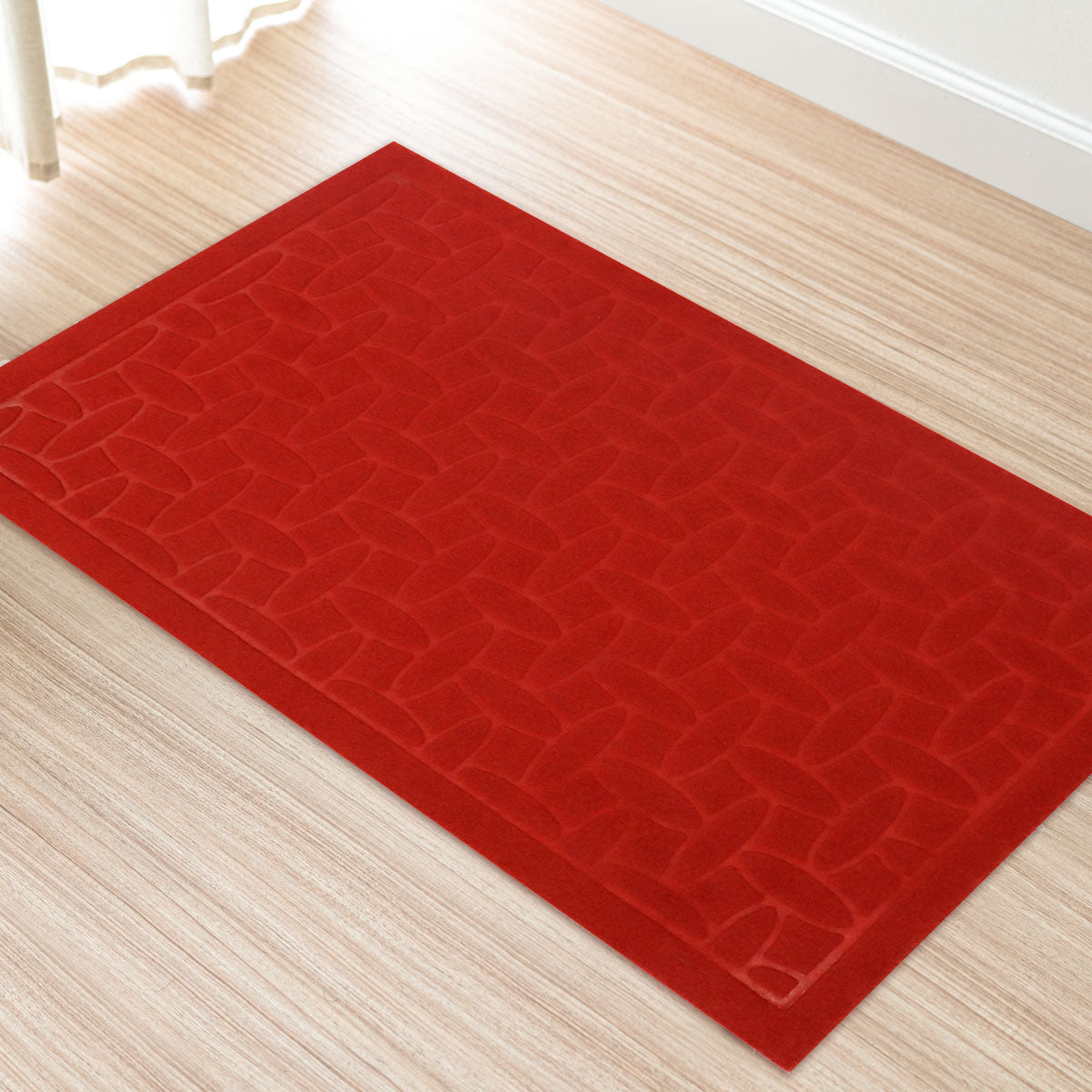 Tapete Rectangular color Rojo con Diseño de Piedras