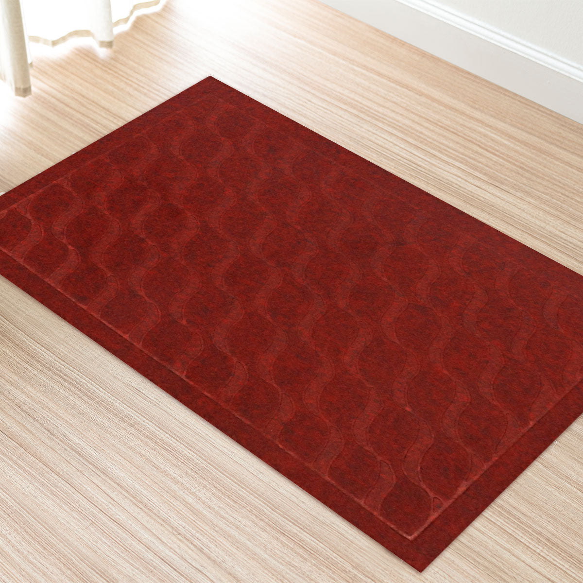 Tapete Rectangular color Rojo con Diseño de Olas