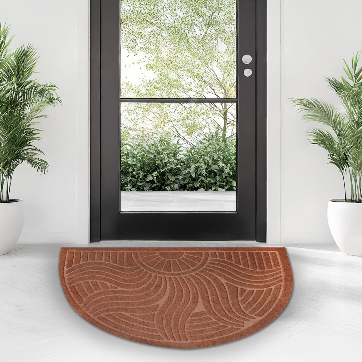 Tapete Medio Círculo, Color Café, 57x37 cm