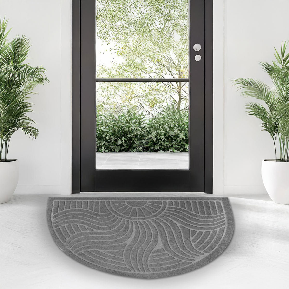 Tapete Medio Círculo, Color Gris, 57x37 cm