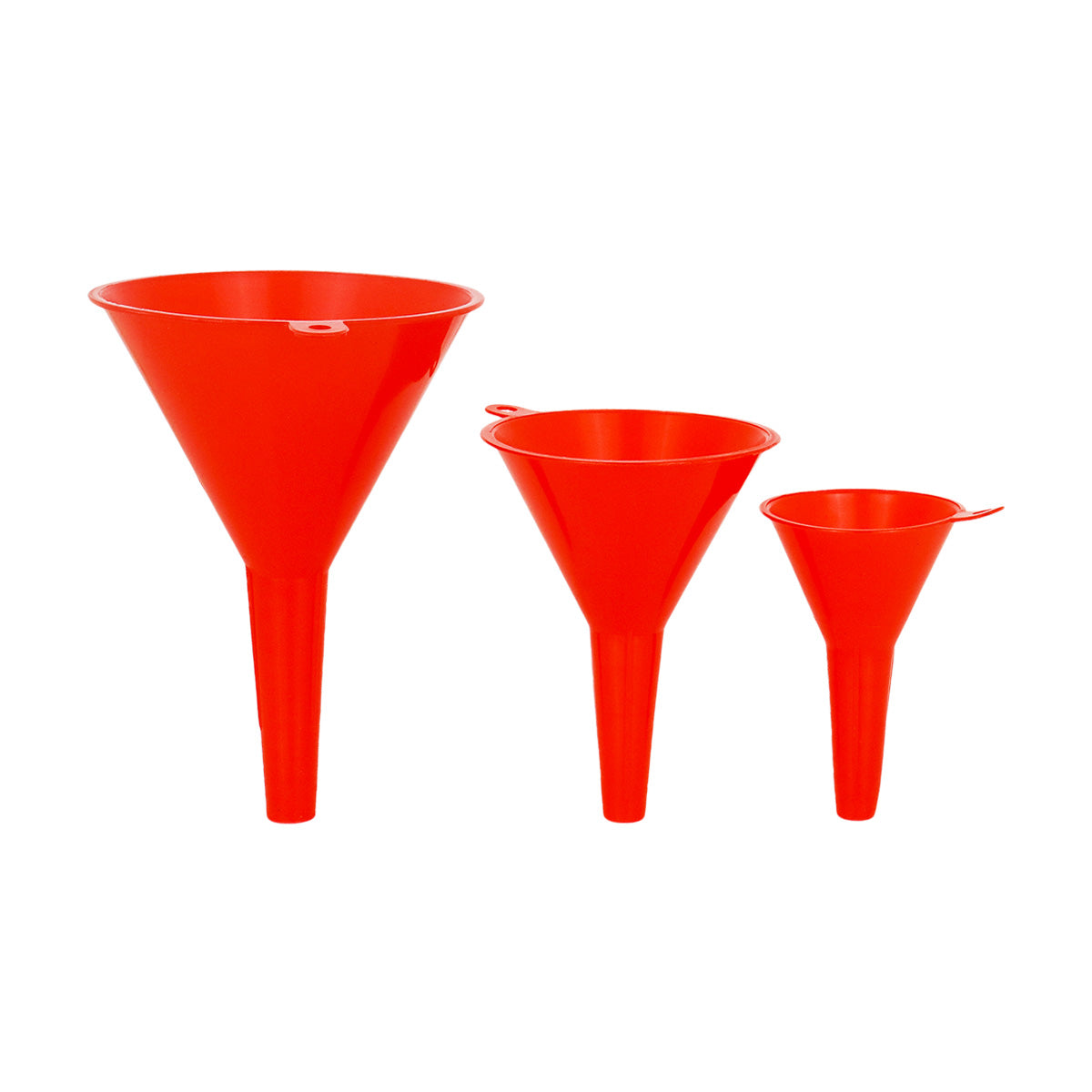 Juego de Embudos de Plástico color Rojo