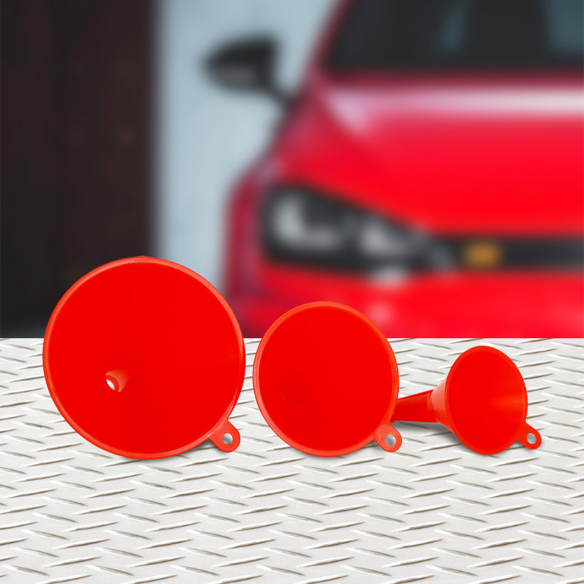 Juego de Embudos de Plástico color Rojo