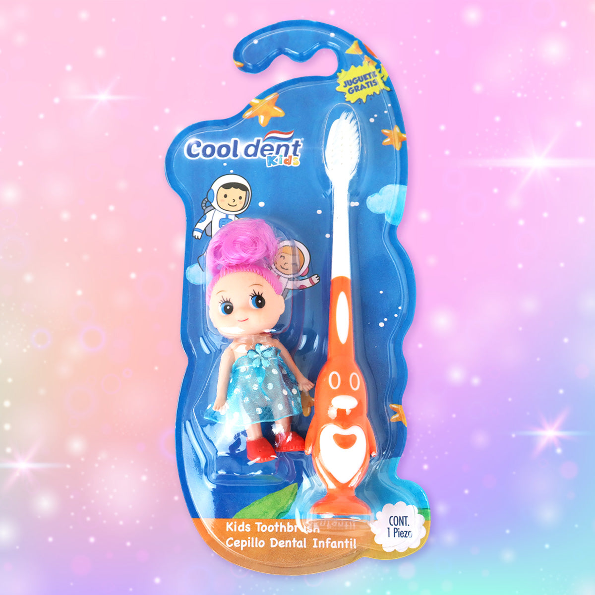 Cepillo Dental Naranja, Cool Dent con Muñeca de Juguete