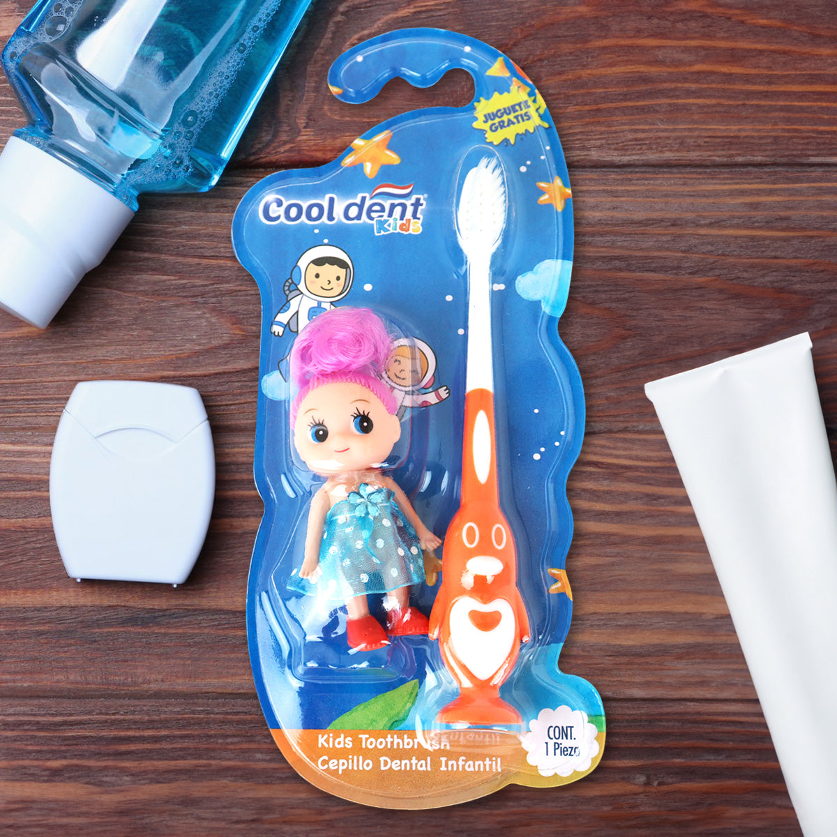 Cepillo Dental Naranja, Cool Dent con Muñeca de Juguete