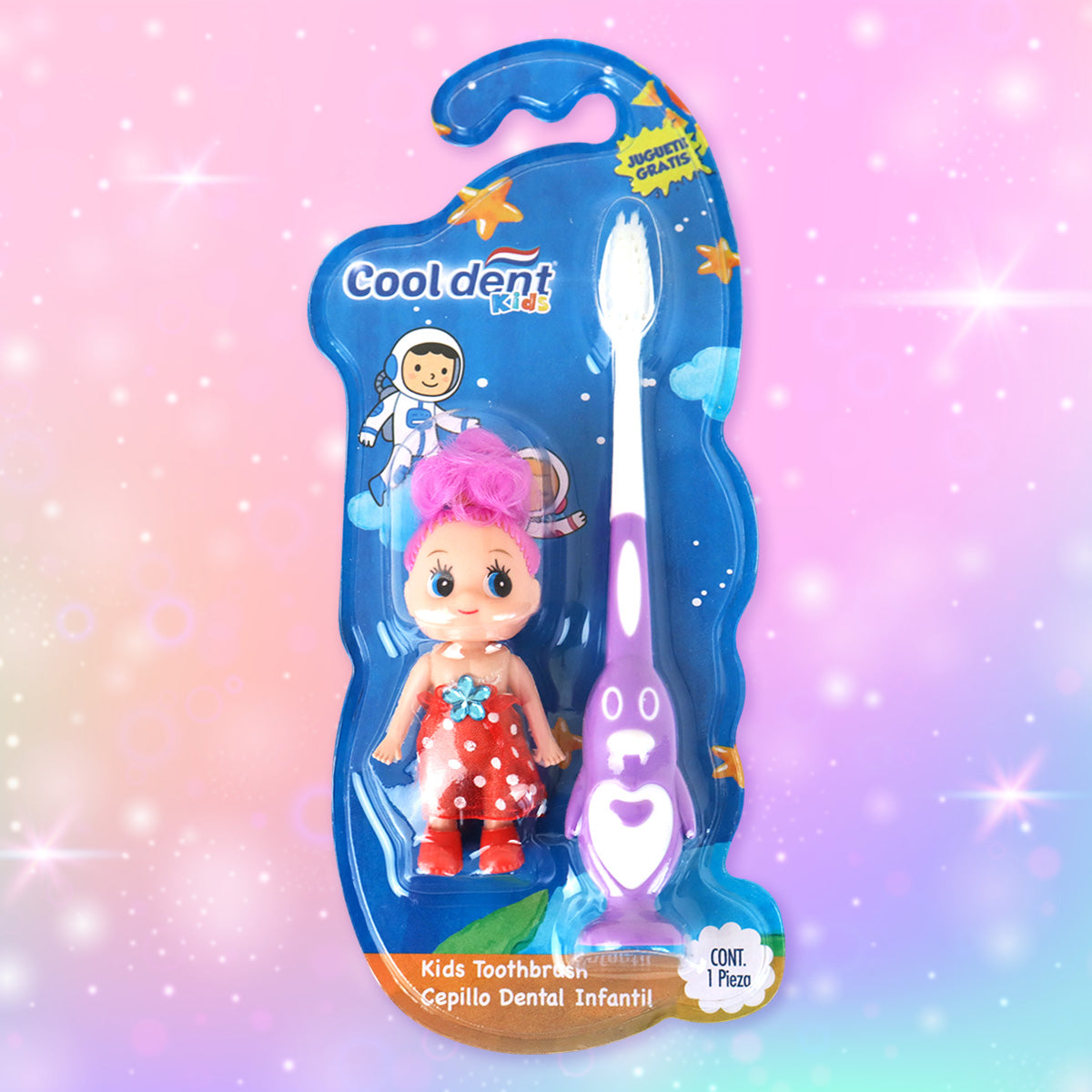 Cepillo Dental Lila, Cool Dent con Muñeca de Juguete