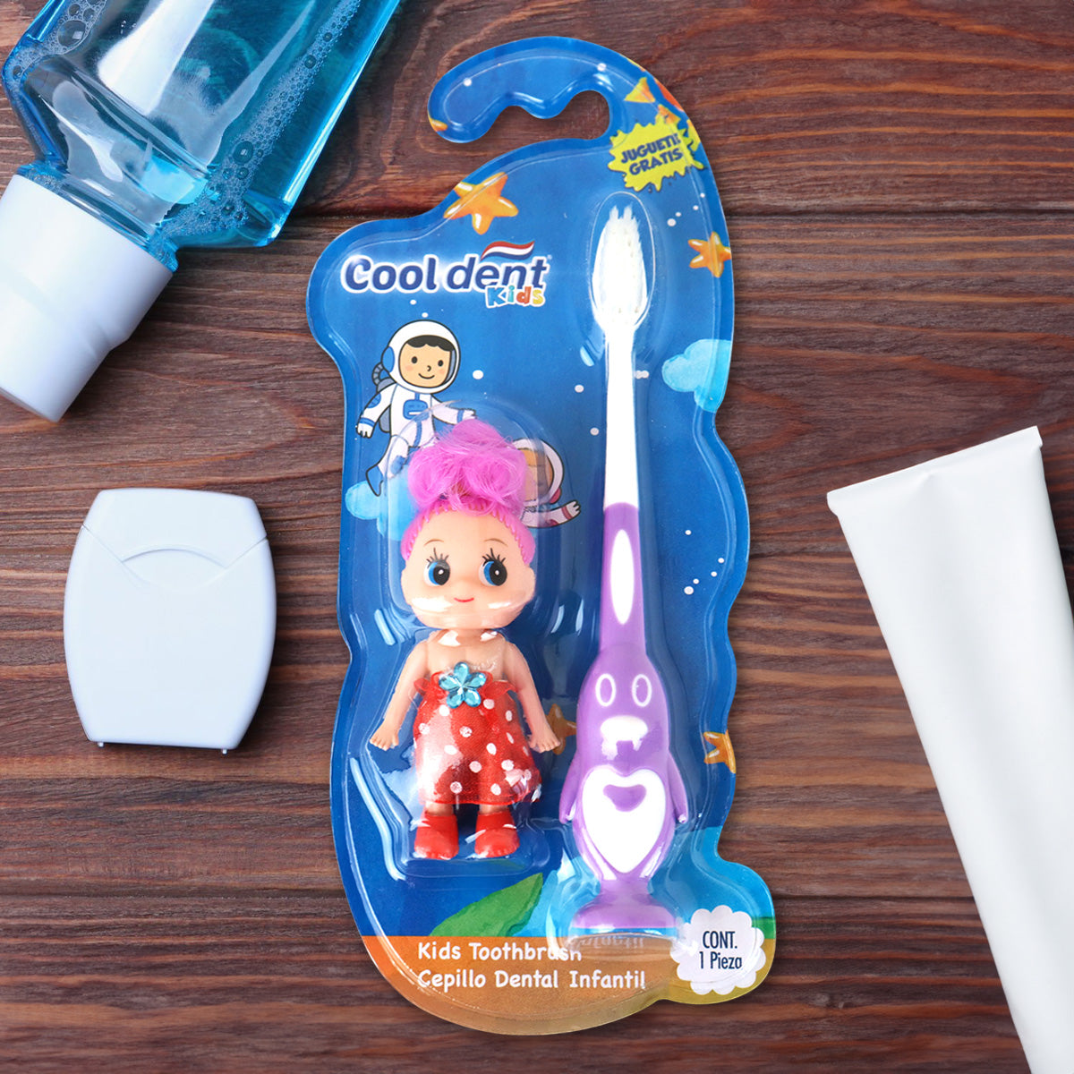 Cepillo Dental Lila, Cool Dent con Muñeca de Juguete