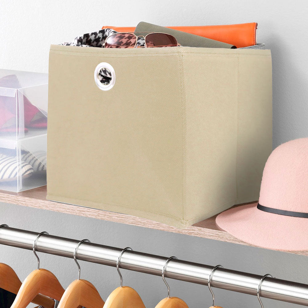 Mega Pack de 6 Cajas Cuadradas para Almacenamiento color Crema, Organizador Non Woven