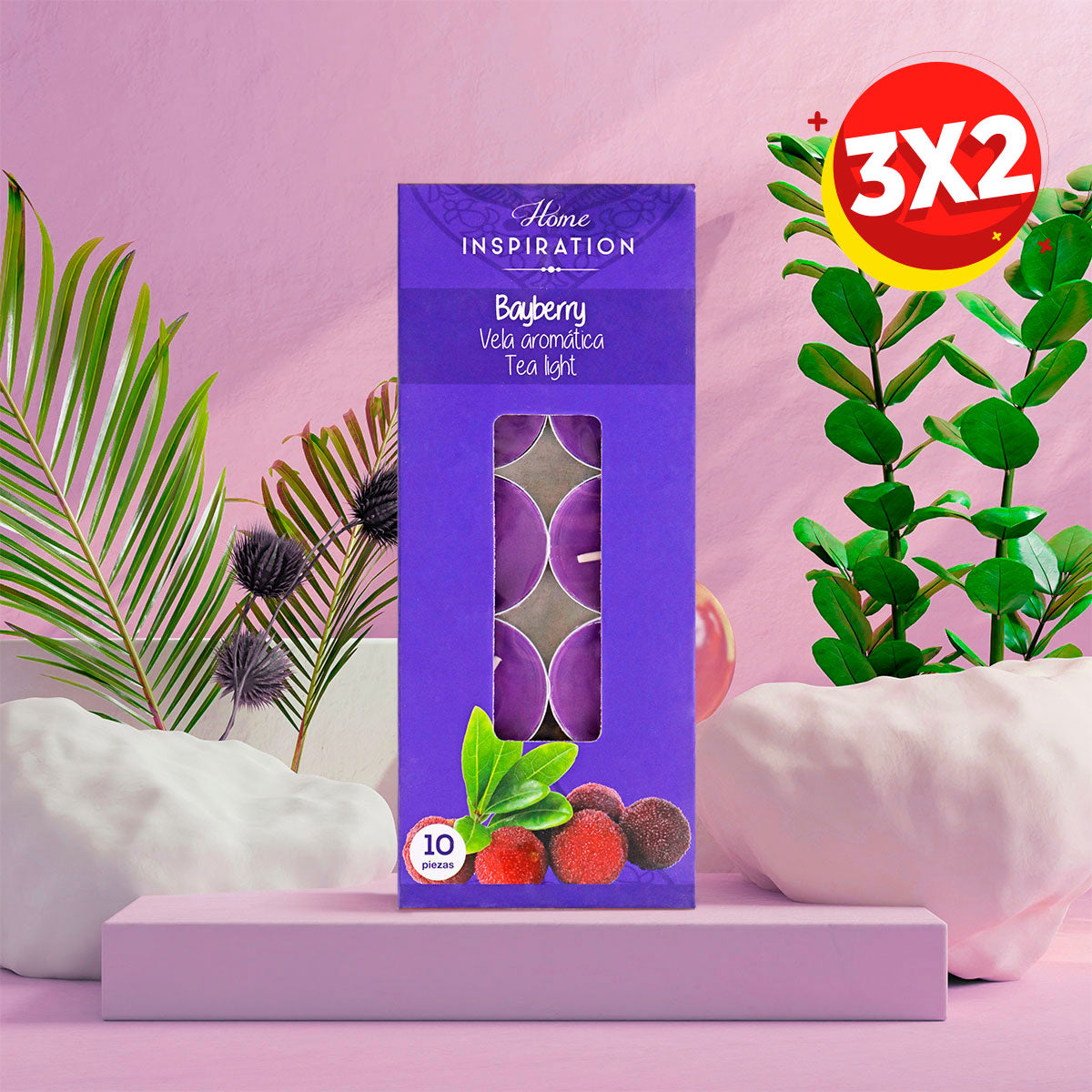 3X2 Velas aromáticas Tea Light Arándano