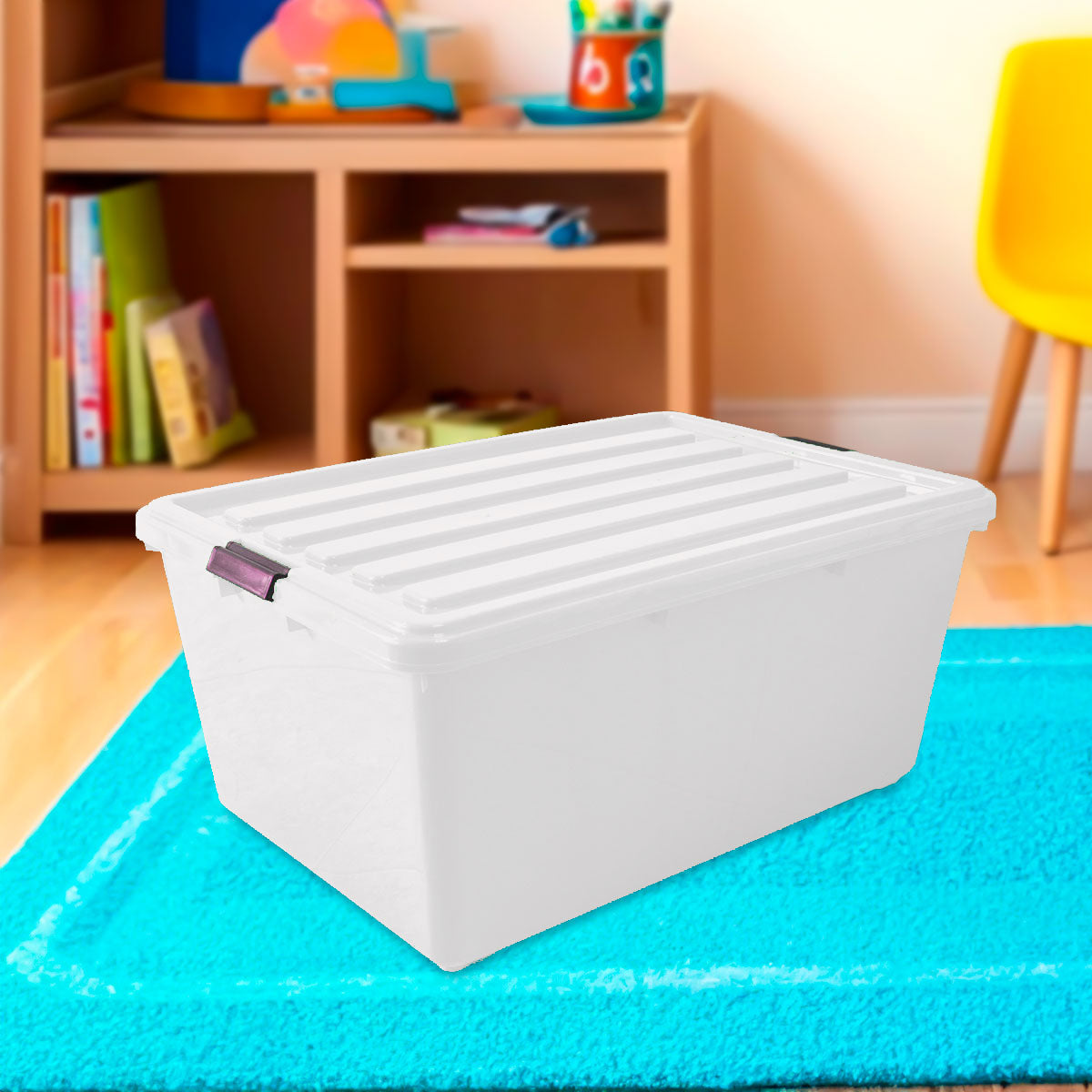 Caja Multiusos de Plástico con Tapa, Color Gris, 68 L