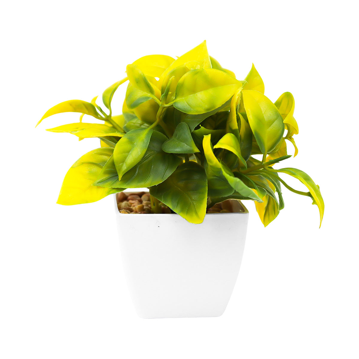 Maceta con Suculenta Artificial color Amarillo, 10x5cm