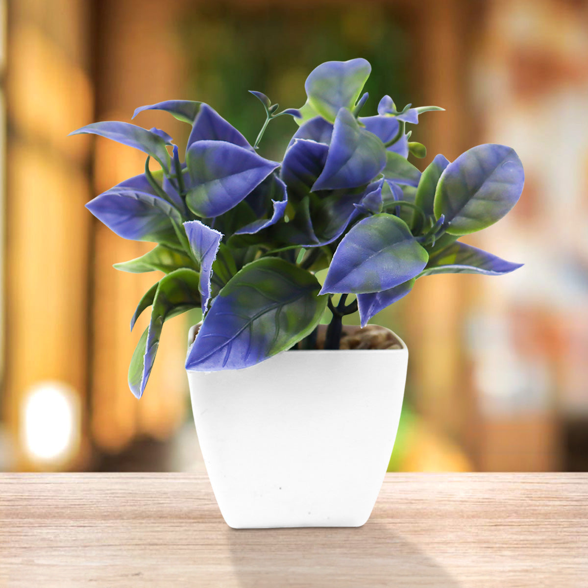 Maceta con Suculenta Artificial color Lila, 10x5cm