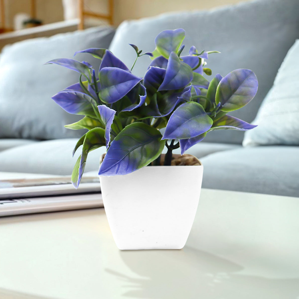 Maceta con Suculenta Artificial color Lila, 10x5cm