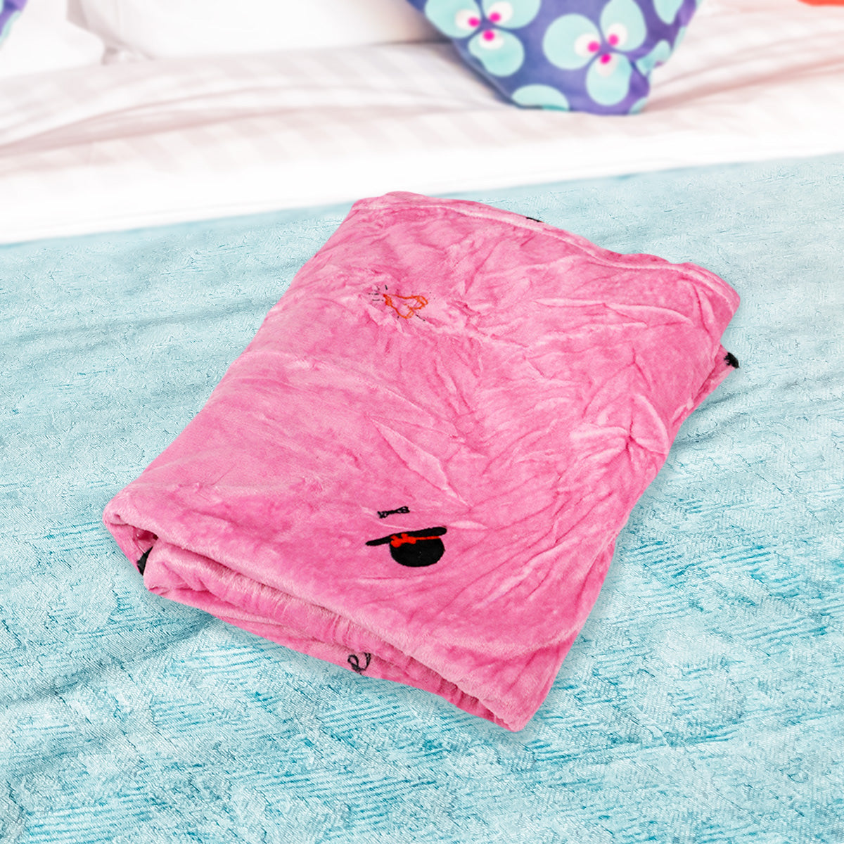 Cobija color Rosa, I Love You, 175x145cm