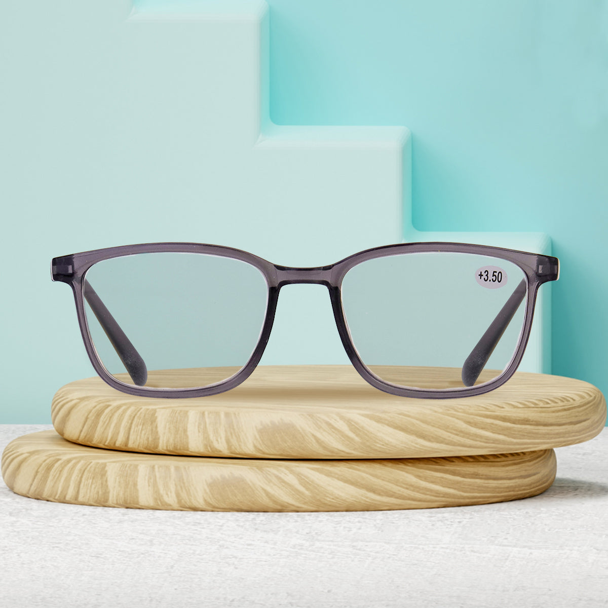 Lentes de Armazón Ovalado con 3.50 de Dioptría, color Gris Oxford