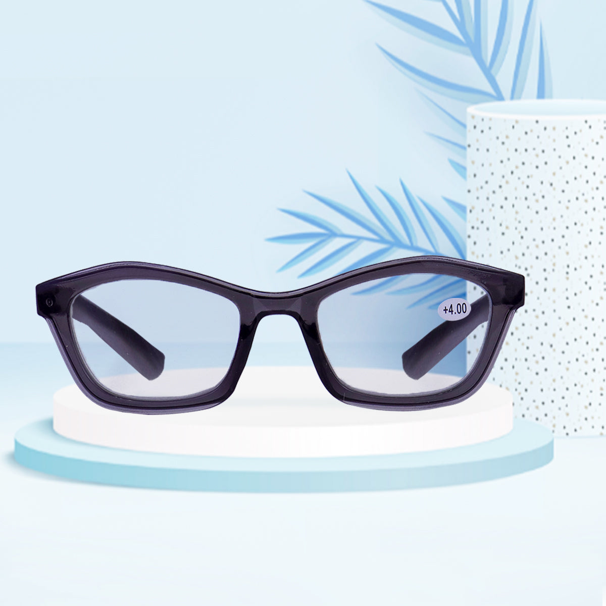 Lentes de Armazón Cuadrado color Gris Oxford con Graduación de 4.00