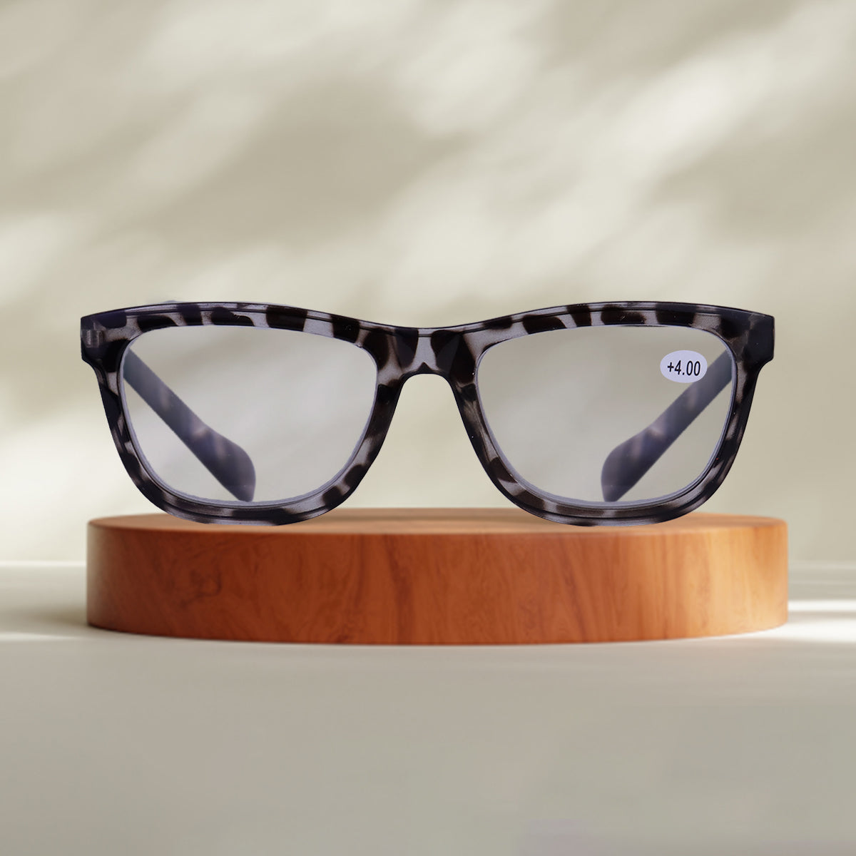 Lentes de Armazón Cuadrado color Negro con Blanco, Graduación de 4.00 Dioptrías