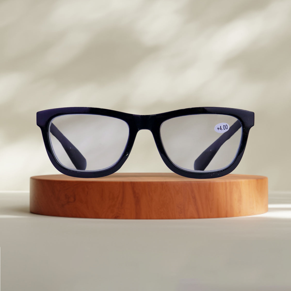 Lentes de Armazón Cuadrado color Negro, Graduación de 4.00 Dioptrías